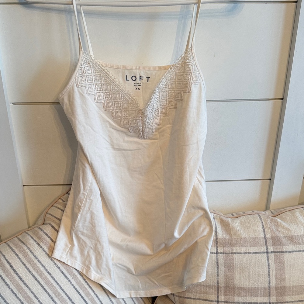 LOFT Ivory Lace Detail Cami